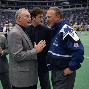 Dallas Cowboys 90s APEX puffer STARS jacket JERRY M blue white NFL Pro Line vtg